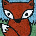 A drawing of a fox, made with the help of an easy step by step tutorial. A fun animal drawing for kids project.