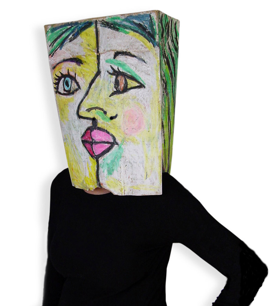Art Inspired Halloween Costume: Cubism Paper Bag Mask