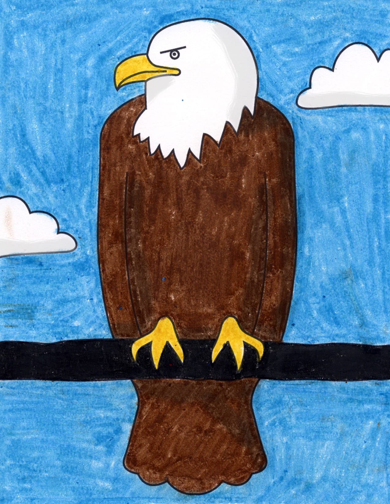 Easy How to Draw a Bald Eagle Tutorial Video and Bald Eagle Coloring Page