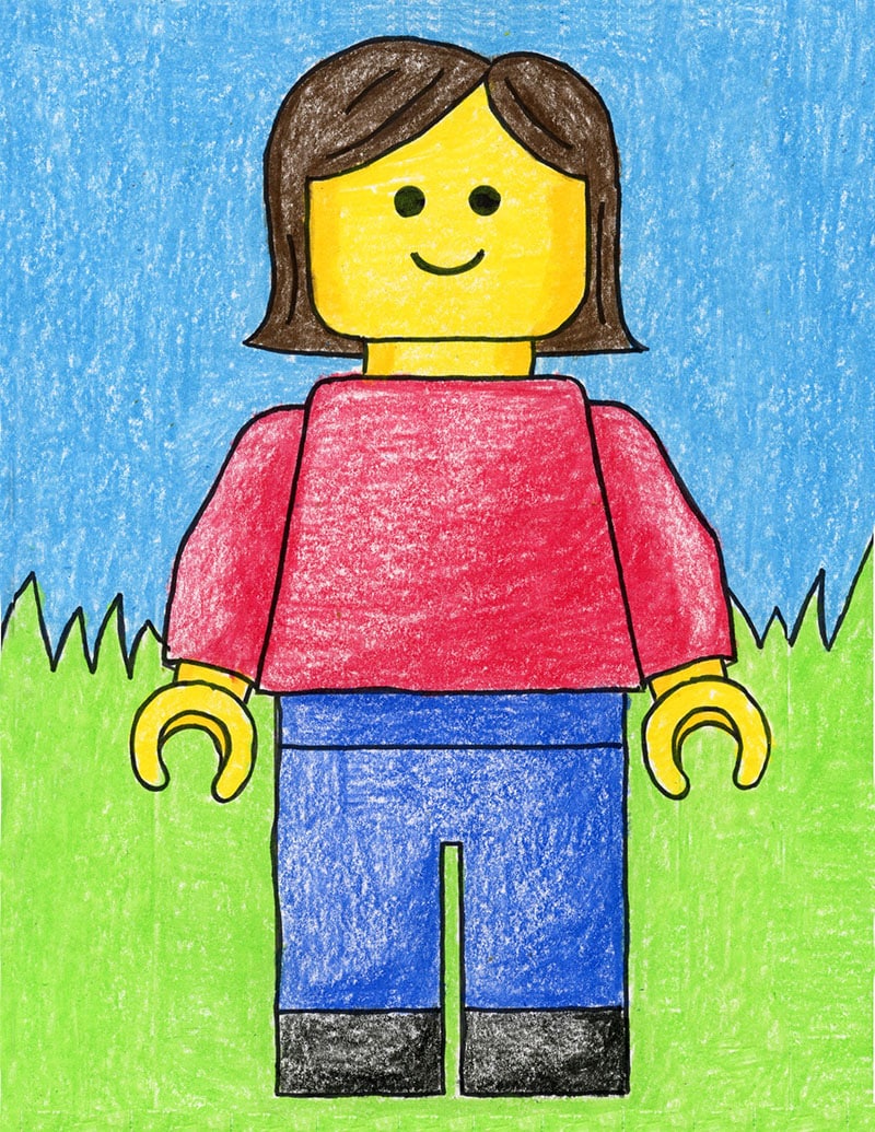 Easy How to Draw a Lego Self Portrait Tutorial Video and Lego Coloring Page