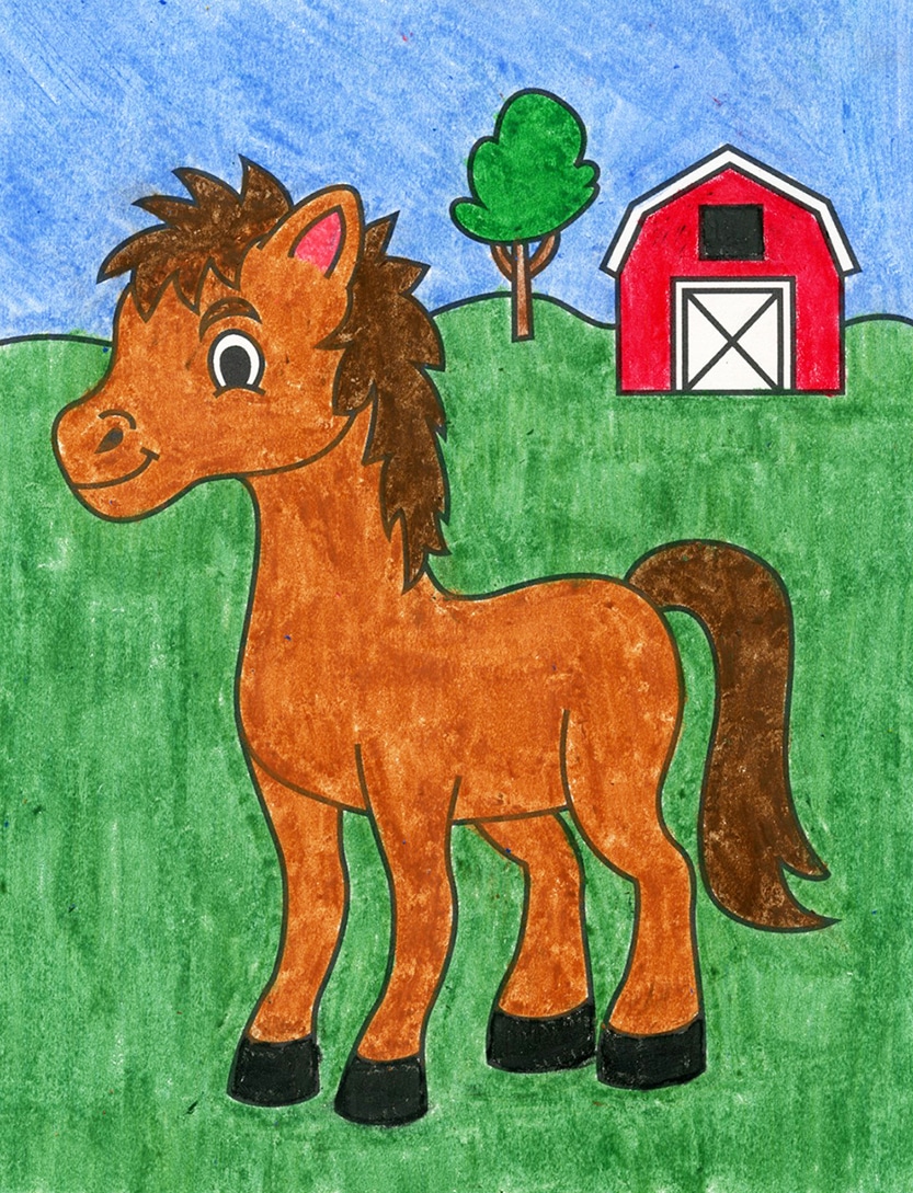 Easy How to Draw a Pony and Pony Coloring Page