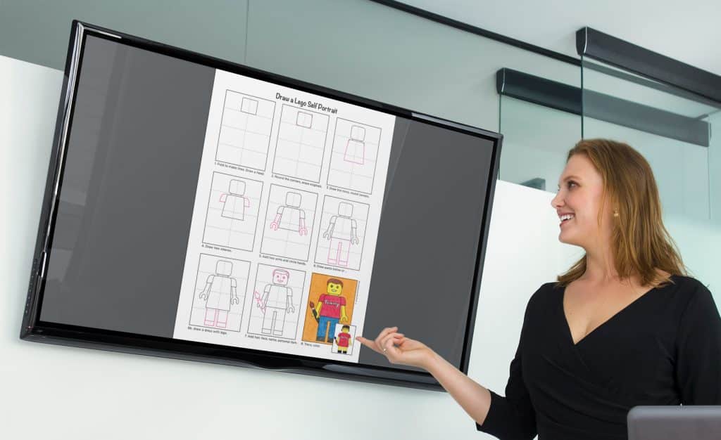 Elementary art curriculum shown on a large screen