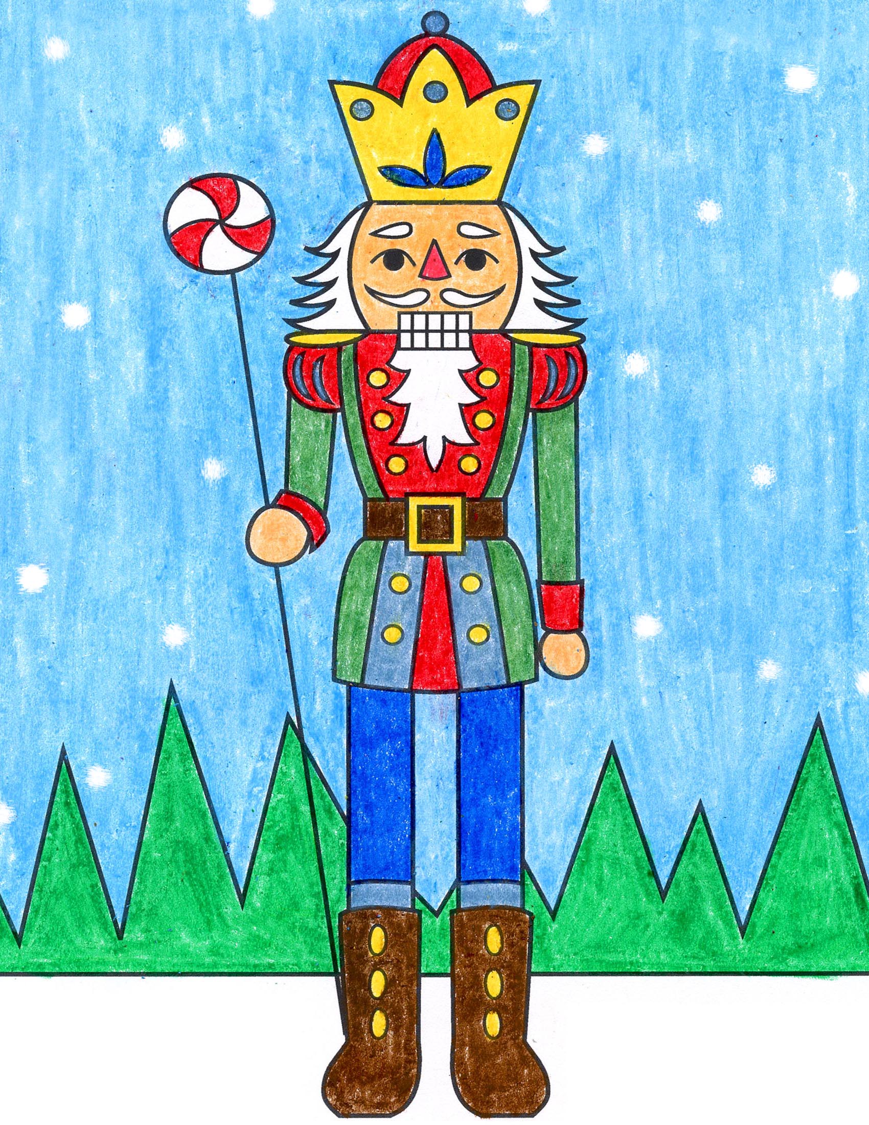 Easy How to Draw a Nutcracker Tutorial Video and Nutcracker Coloring Page
