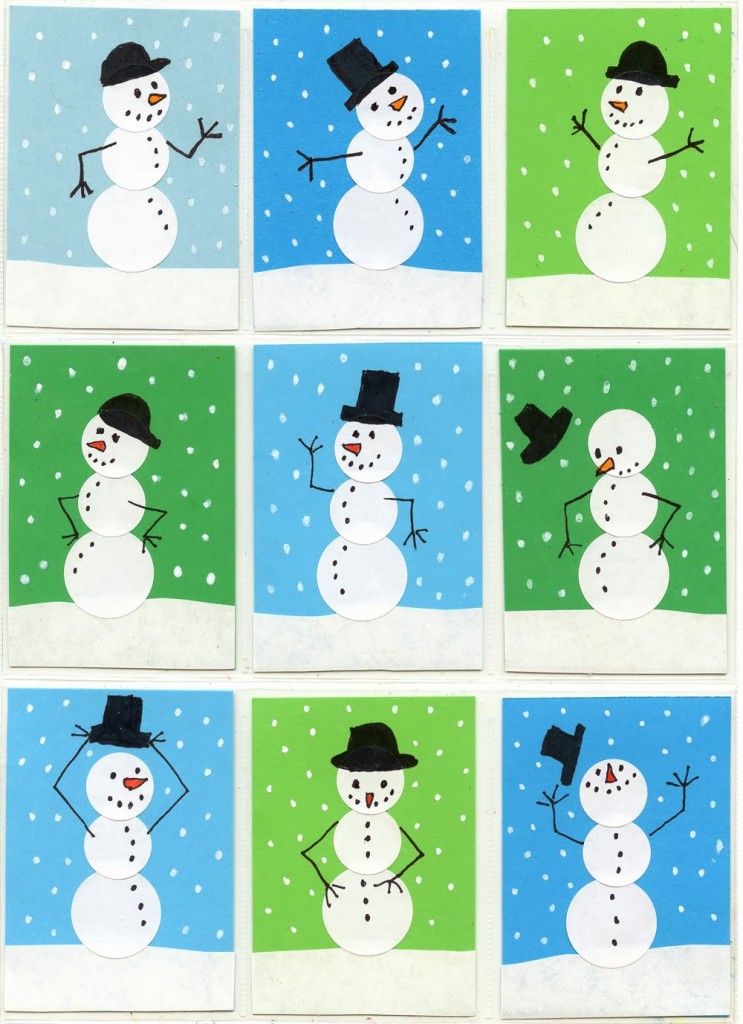 DIY Snowman Christmas Cards using Stickers