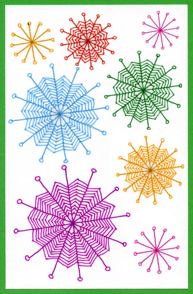 A drawing of a Zentagle Snowflake, made with the help of simple template.